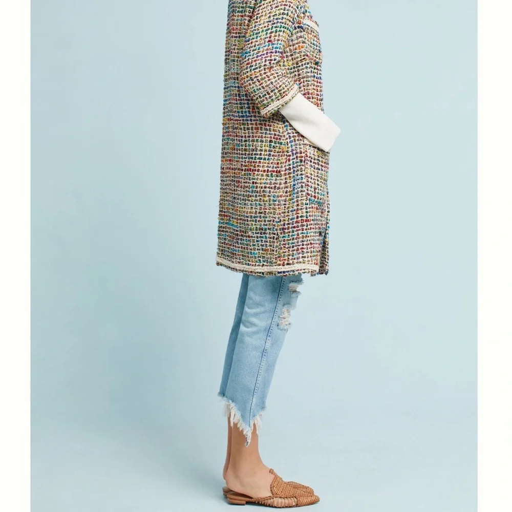 Anthropologie ett:twa Berwyn Tweed Jacket Multicolor Textured Coat - Picture 4 of 8